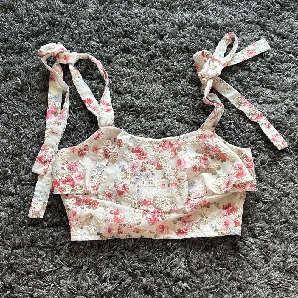 Altar'd State Floral Tie-Strap Crop Top